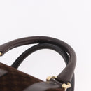 CELINE Macadam Canvas Boston Bag Suede Brown Gold Auth 189925-8