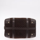 CELINE Macadam Canvas Boston Bag Suede Brown Gold Auth 189925-9