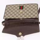GUCCI GG Supreme Web Sherry Line Shoulder Bag PVC Beige Gold Auth 189927-15