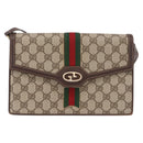 GUCCI GG Supreme Web Sherry Line Shoulder Bag PVC Beige Gold Auth 189927-2
