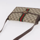 GUCCI GG Supreme Web Sherry Line Shoulder Bag PVC Beige Gold Auth 189927-6