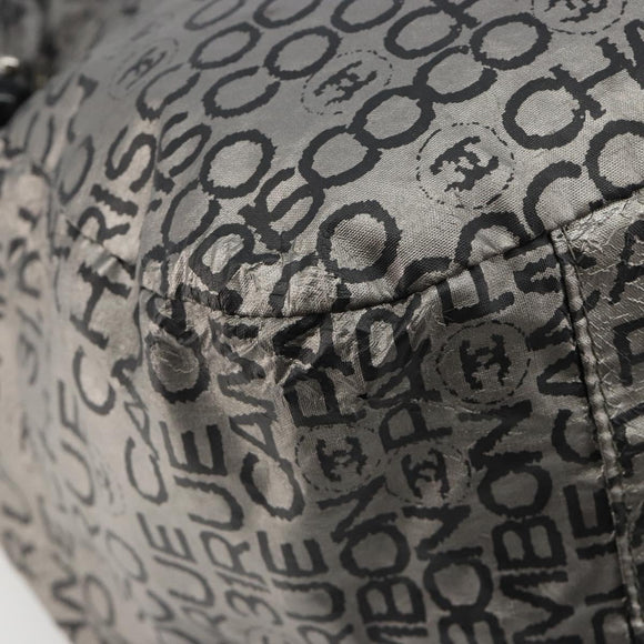 CHANEL Unlimited Shoulder Bag Coated Canvas Silver CC Auth 189929