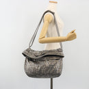 CHANEL Unlimited Shoulder Bag Coated Canvas Silver CC Auth 189929-23