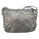CHANEL Unlimited Shoulder Bag Coated Canvas Silver CC Auth 189929-2
