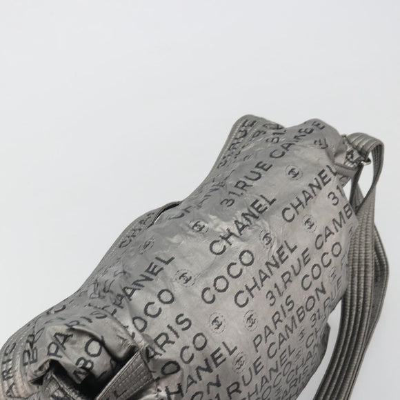 CHANEL Unlimited Shoulder Bag Coated Canvas Silver CC Auth 189929
