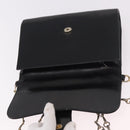 GUCCI Horsebit Chain Shoulder Bag Leather Black Gold Auth 189930-9