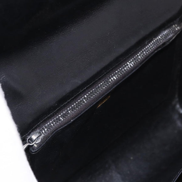 GUCCI Horsebit Chain Shoulder Bag Leather Black Gold Auth 189930