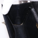 GUCCI Horsebit Chain Shoulder Bag Leather Black Gold Auth 189930-21