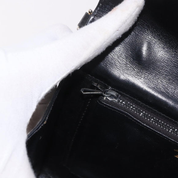 GUCCI Horsebit Chain Shoulder Bag Leather Black Gold Auth 189930