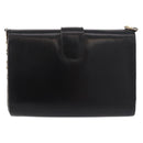 GUCCI Horsebit Chain Shoulder Bag Leather Black Gold Auth 189930-2