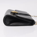 GUCCI Horsebit Chain Shoulder Bag Leather Black Gold Auth 189930-3