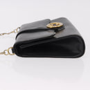 GUCCI Horsebit Chain Shoulder Bag Leather Black Gold Auth 189930-4