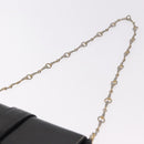 GUCCI Horsebit Chain Shoulder Bag Leather Black Gold Auth 189930-14