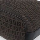 FENDI Zucchino Canvas Shoulder Bag Brown Silver Auth 189932A-10