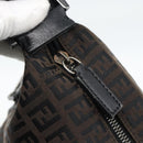 FENDI Zucchino Canvas Shoulder Bag Brown Silver Auth 189932A-14