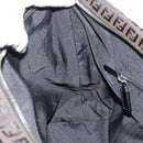 FENDI Zucchino Canvas Shoulder Bag Brown Silver Auth 189932A-17