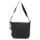 FENDI Zucchino Canvas Shoulder Bag Brown Silver Auth 189932A-2