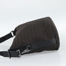 FENDI Zucchino Canvas Shoulder Bag Brown Silver Auth 189932A-4