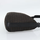 FENDI Zucchino Canvas Shoulder Bag Brown Silver Auth 189932A-5