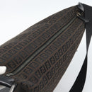 FENDI Zucchino Canvas Shoulder Bag Brown Silver Auth 189932A-6