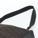 FENDI Zucchino Canvas Shoulder Bag Brown Silver Auth 189932A-8