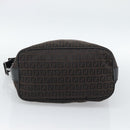 FENDI Zucchino Canvas Shoulder Bag Brown Silver Auth 189932A-9