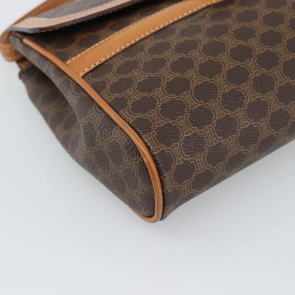CELINE Macadam Canvas Shoulder Bag PVC Leather Brown Gold Auth 189934