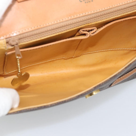 CELINE Macadam Canvas Shoulder Bag PVC Leather Brown Gold Auth 189934