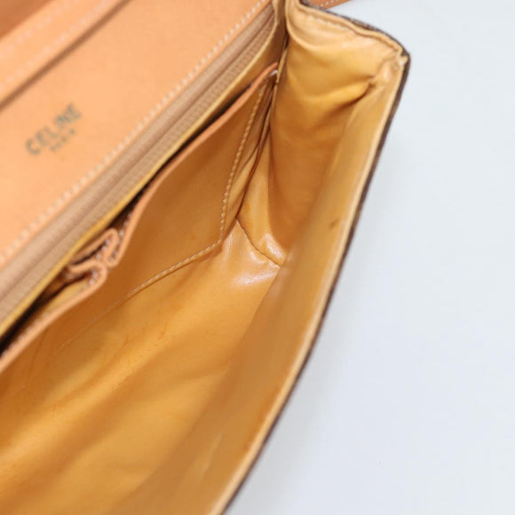 CELINE Macadam Canvas Shoulder Bag PVC Leather Brown Gold Auth 189934