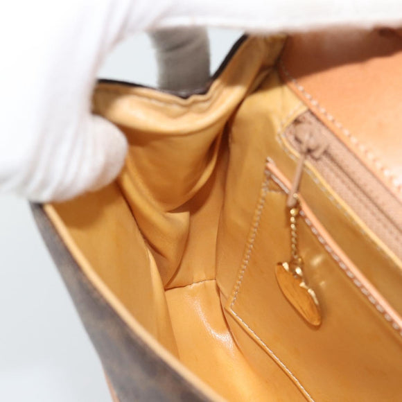 CELINE Macadam Canvas Shoulder Bag PVC Leather Brown Gold Auth 189934
