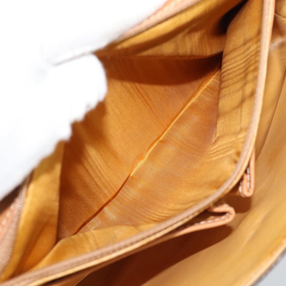 CELINE Macadam Canvas Shoulder Bag PVC Leather Brown Gold Auth 189934