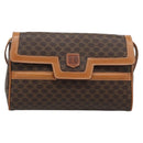 CELINE Macadam Canvas Shoulder Bag PVC Leather Brown Gold Auth 189934-13