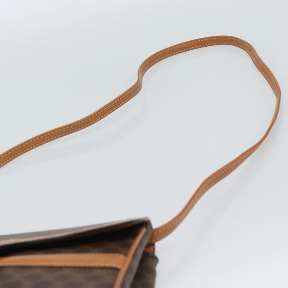 CELINE Macadam Canvas Shoulder Bag PVC Leather Brown Gold Auth 189934