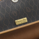 Christian Dior Honeycomb Canvas Chain Shoulder Bag PVC Black Gold Auth 189935-15