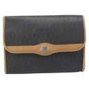 Christian Dior Honeycomb Canvas Chain Shoulder Bag PVC Black Gold Auth 189935-2