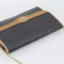 Christian Dior Honeycomb Canvas Chain Shoulder Bag PVC Black Gold Auth 189935-6
