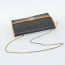 Christian Dior Honeycomb Canvas Chain Shoulder Bag PVC Black Gold Auth 189935-7