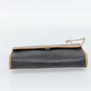 Christian Dior Honeycomb Canvas Chain Shoulder Bag PVC Black Gold Auth 189935-9