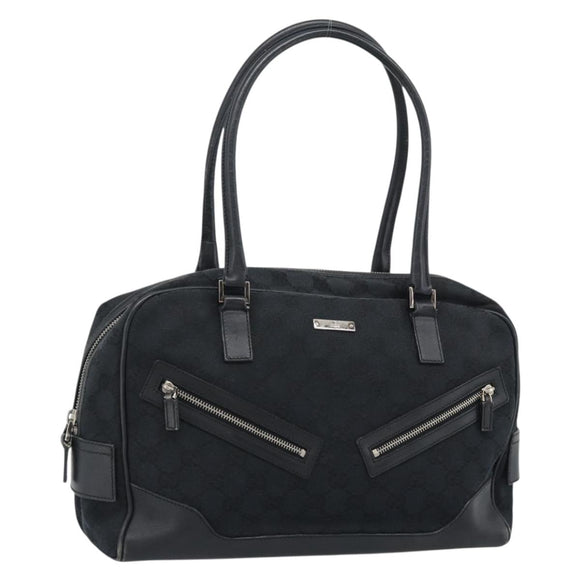 GUCCI GG Canvas Hand Bag Black Silver 002 1115 Auth 189936