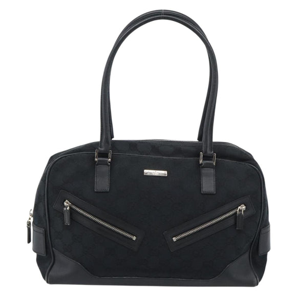 GUCCI GG Canvas Hand Bag Black Silver 002 1115 Auth 189936