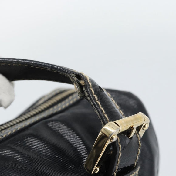 GUCCI Web Sherry Line Hand Bag PVC Canvas Black Gold 170009 Auth 189937