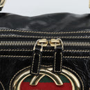 GUCCI Web Sherry Line Hand Bag PVC Canvas Black Gold 170009 Auth 189937-11