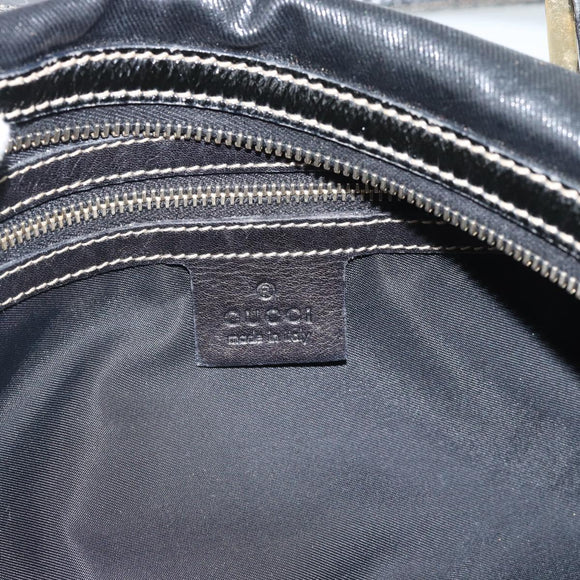 GUCCI Web Sherry Line Hand Bag PVC Canvas Black Gold 170009 Auth 189937