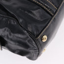GUCCI Web Sherry Line Hand Bag PVC Canvas Black Gold 170009 Auth 189937-12