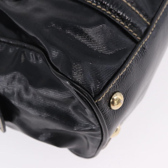 GUCCI Web Sherry Line Hand Bag PVC Canvas Black Gold 170009 Auth 189937