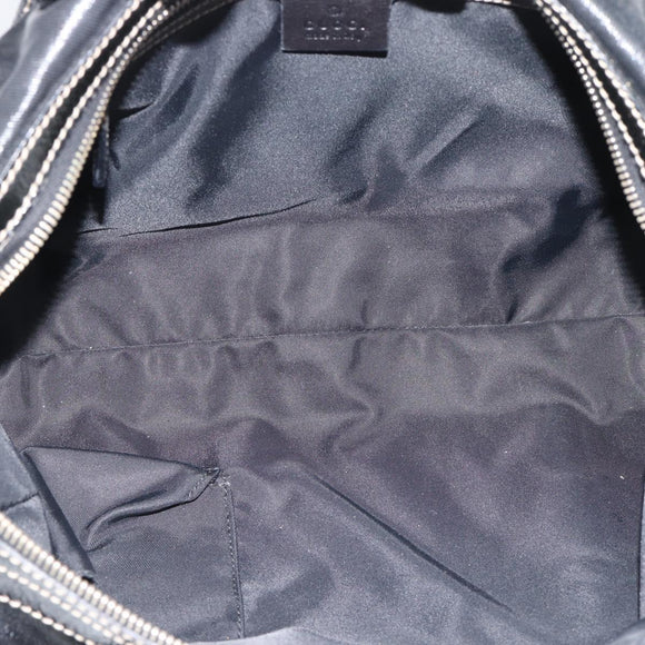 GUCCI Web Sherry Line Hand Bag PVC Canvas Black Gold 170009 Auth 189937