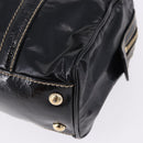 GUCCI Web Sherry Line Hand Bag PVC Canvas Black Gold 170009 Auth 189937-13