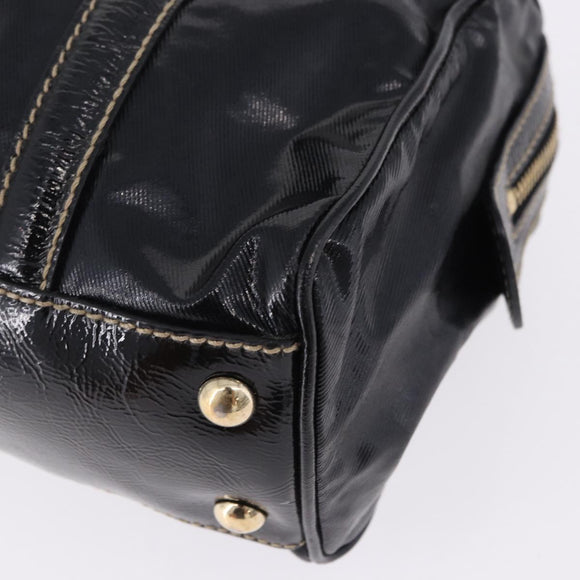 GUCCI Web Sherry Line Hand Bag PVC Canvas Black Gold 170009 Auth 189937