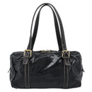 GUCCI Web Sherry Line Hand Bag PVC Canvas Black Gold 170009 Auth 189937-3
