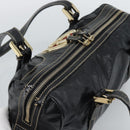 GUCCI Web Sherry Line Hand Bag PVC Canvas Black Gold 170009 Auth 189937-6